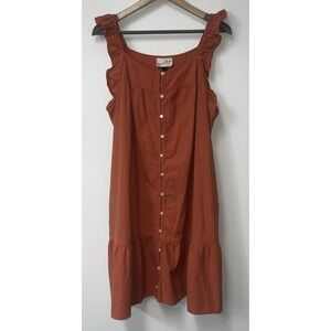 Universal Thread Cotton Sundress Large Coral Flutter Pockets Spring Summer